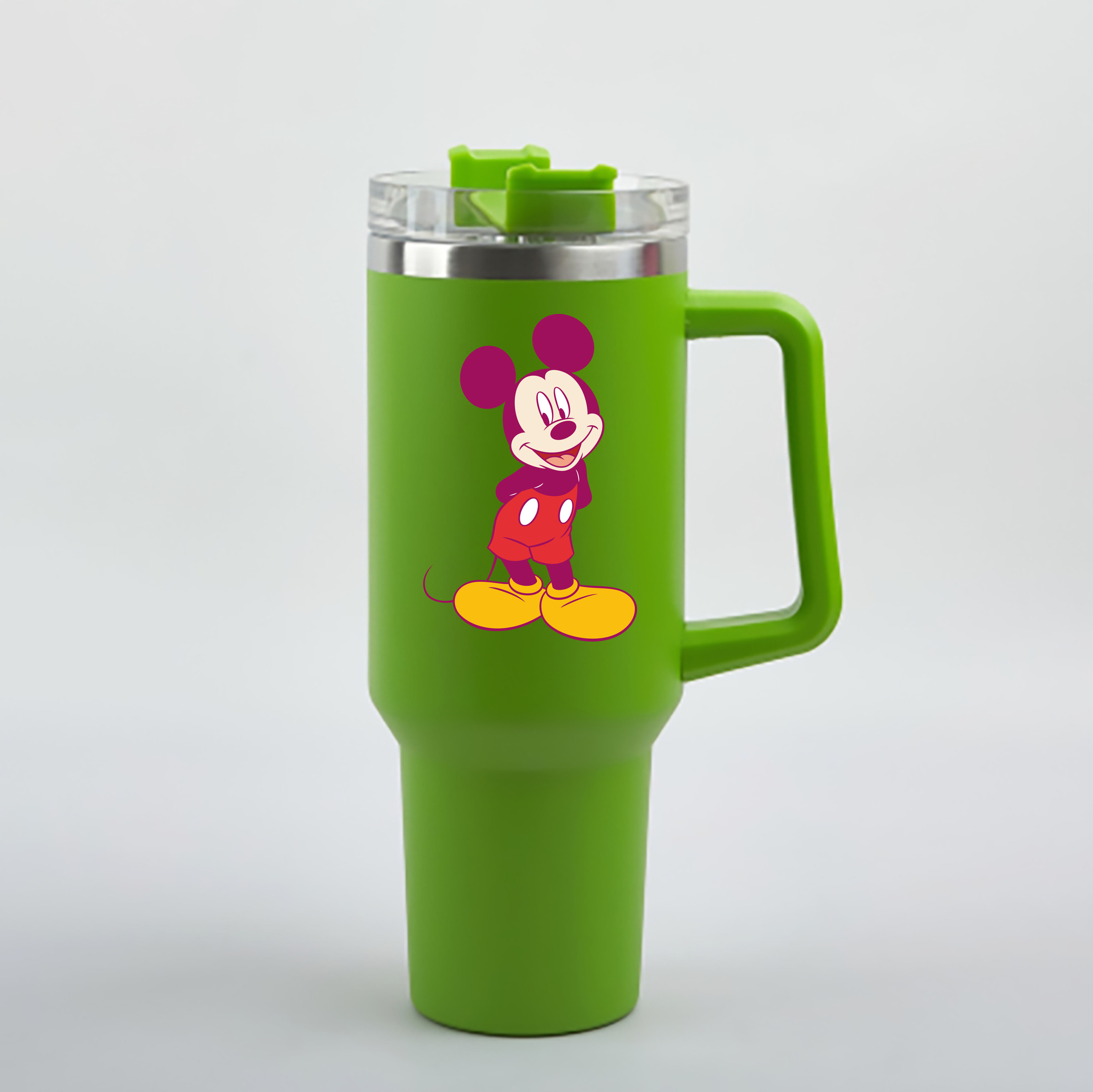 （画像用） ミッキーマウス Mickey Mouse 1200mL車用タンブラー - クリスタルステッカー（プラスチックストロー付き）